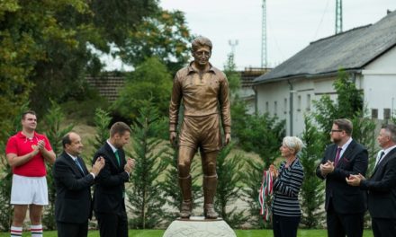 The statue of Zoltán Czibor was inaugurated in Komárom
