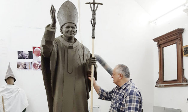 You can get a life-size statue II. Pope John Paul in Debrecen 