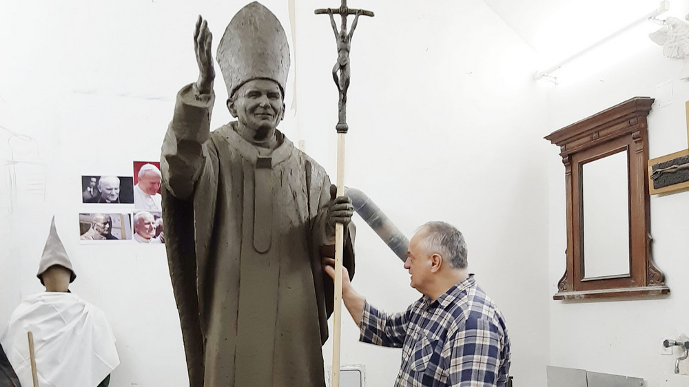 You can get a life-size statue II. Pope John Paul in Debrecen 
