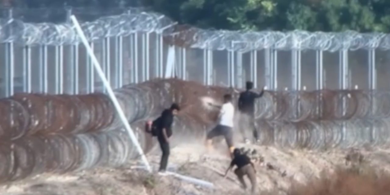 Illegale Migranten belagern die ungarische Grenze mit Steinen und Böllern - Video