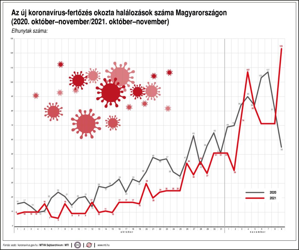 Grafico dei decessi per virus Corona 11 09