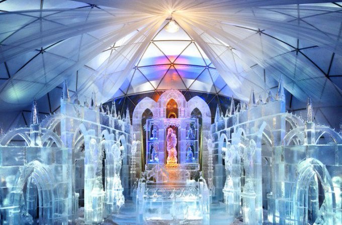 Church made of 225 tons of ice
