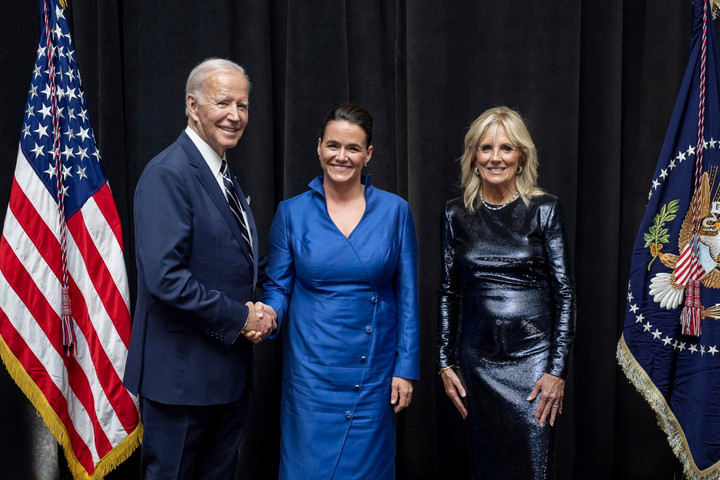 The Hungarian president also met with Joe and Jill Biden