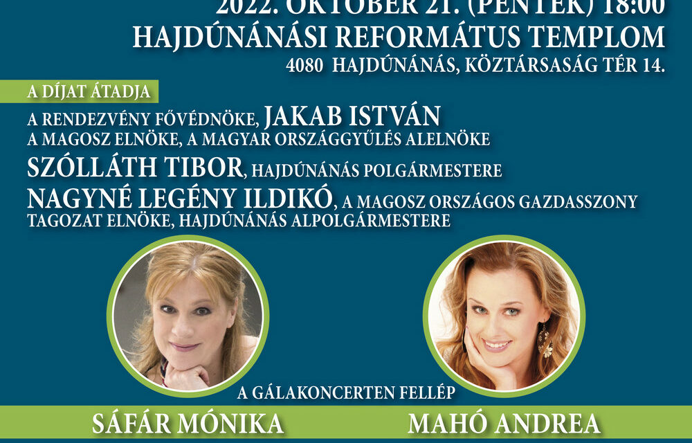 Invito: cerimonia di premiazione e concerto di gala del Premio Donne rurali per l&#39;Ungheria 2022