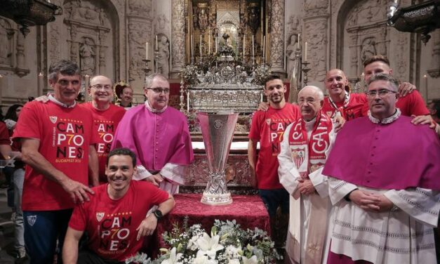 The Sevilla soccer team dedicated the cup to the Virgin Mary