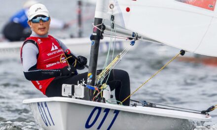Mári Érdi on top of the waves: after her World Cup title last year, the Hungarian sailor is European champion