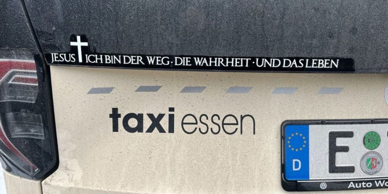 A taxi driver was fined for having a biblical quote on his car
