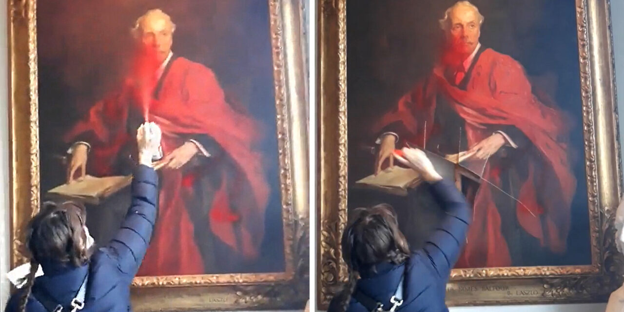 A pro-Palestinian &quot;activist&quot; cut the work of a Hungarian painter with a scalpel (video)