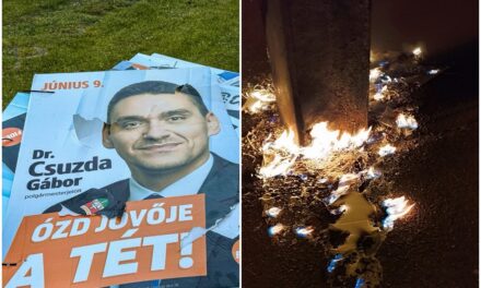 Hatred reached a new level: someone set Fidesz posters on fire