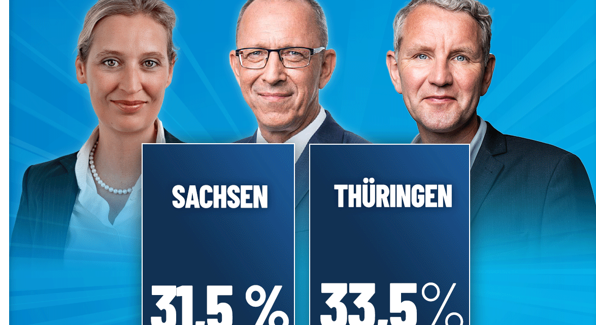 In Thüringen liegt die AfD an der Spitze, in Sachsen die CDU