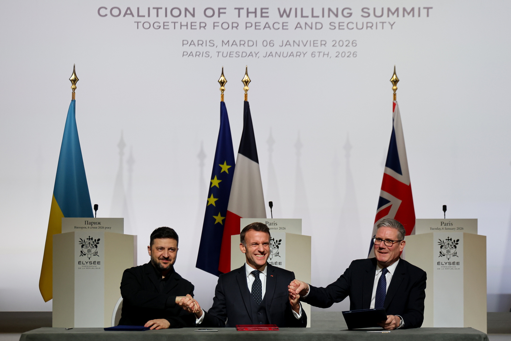 MACRON, Emmanuel; ZELENSZKIJ, Volodimir; STARMER, Keir