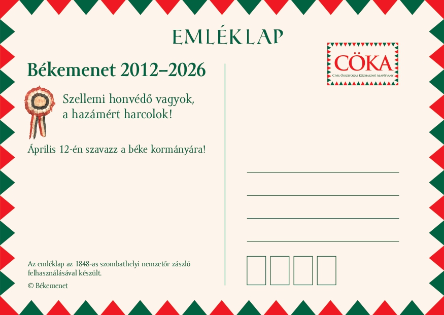 békemenet emléklap képeslap